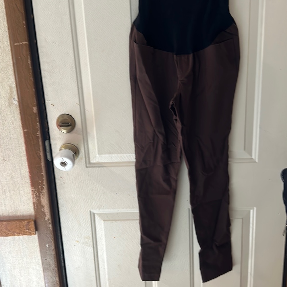 OLD NAVY MATERNITY FULL PANEL PIXIE DRESS PANT: BROWN: NWT: SZ 4